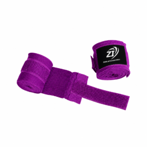 Purple Lotus boxing hand wraps by ZKMA International, featuring adjustable hook and loop closure for boxing, MMA and kickboxing training.