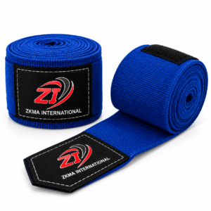 Purple Lotus boxing hand wraps by ZKMA International, featuring adjustable hook and loop closure for boxing, MMA and kickboxing training.