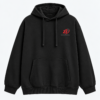 Men’s black hoodies with drawstring hood and ZKMA International logo on chest