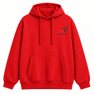 Black hoodies for men with drawstring hood and ZKMA International logo on chest